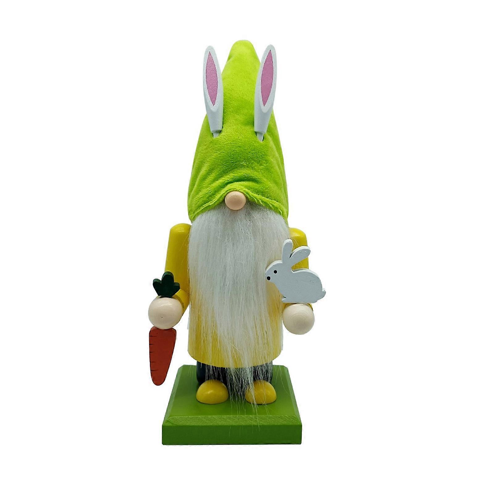 Spring Easters Bunnies Ear Gnomes Figurine Swedish Tomtes Sculpture with Base for Home Decors and Festives Party Display  Yellow