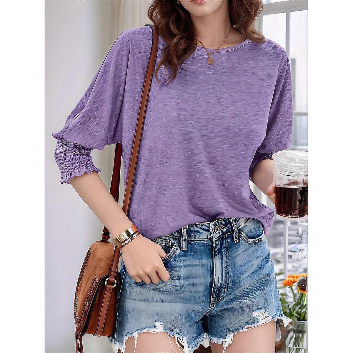 Women Crew Neck Casual Tunic Tops M