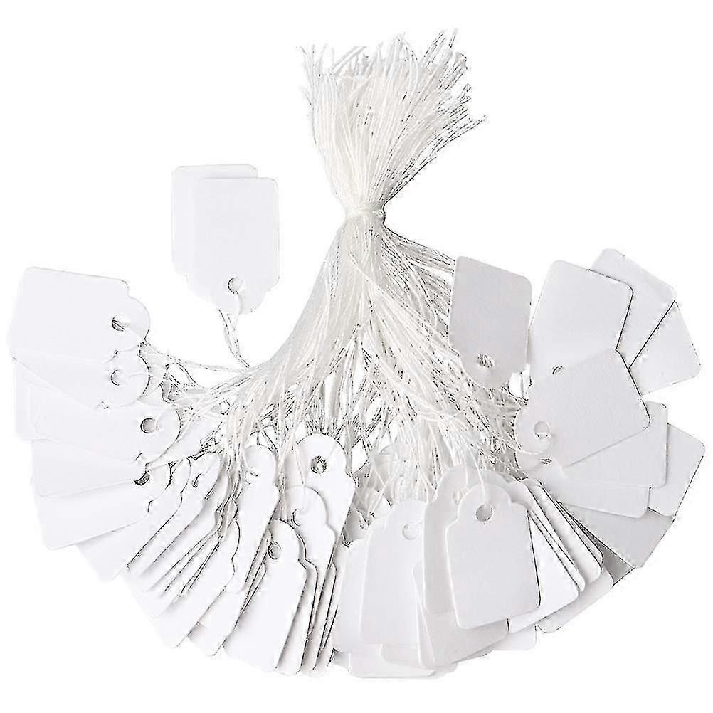500 stuks sieraden prijskaartjes, wit geregen tags papier markering tags kleding display tag prijslabels met string