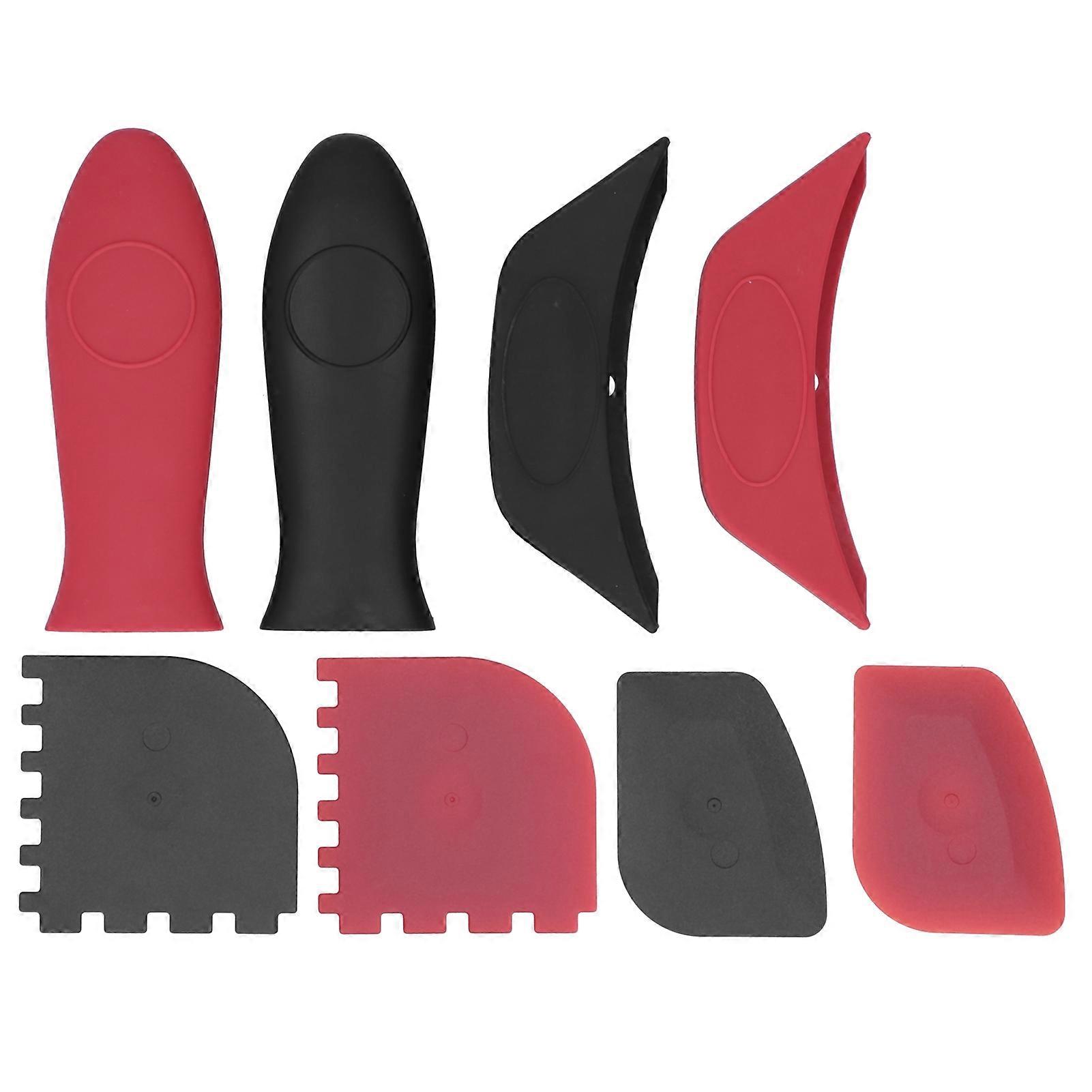 Hot Handle Holder Set Silicone Cookware Sleeve Anti-Scald Insulated Thickened Handle Sleeve With Grill Pan Scraper