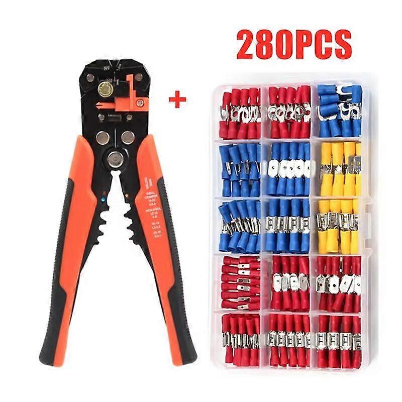 280Pcs Insulated Electrical Wire Terminals Crimp Connectors Spade Set No.97885