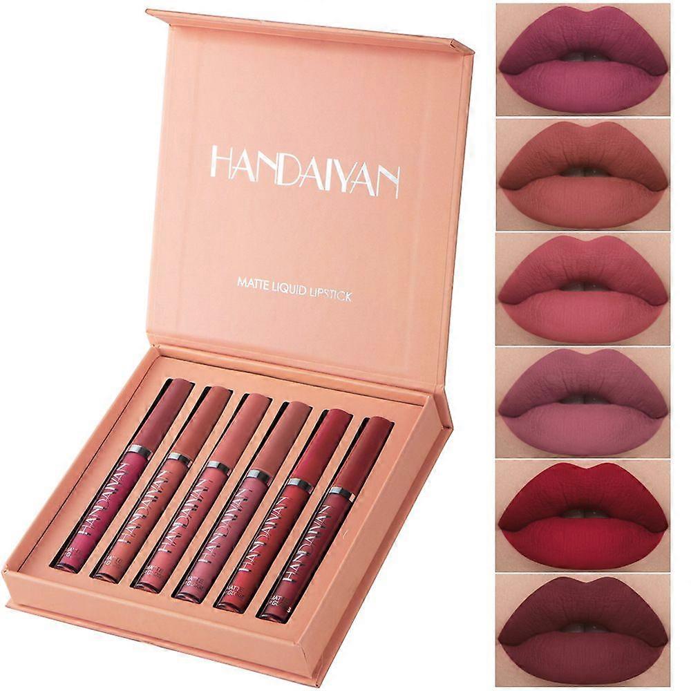 6 stk sett lipgloss leppestift matt fløyel vanntett langvarig sminkesett sett gave