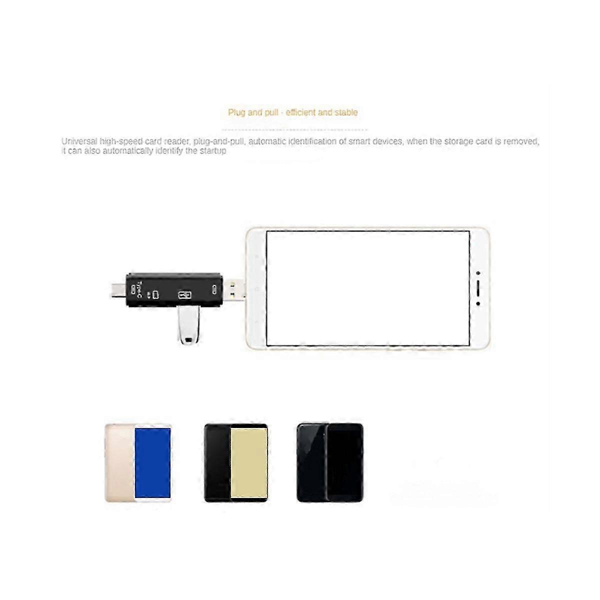 5 in 1 USB 2.0 Type C/USB /Micro-USB/TF/SD Memory Card Reader OTG Card Reader Adapter Mobile ,