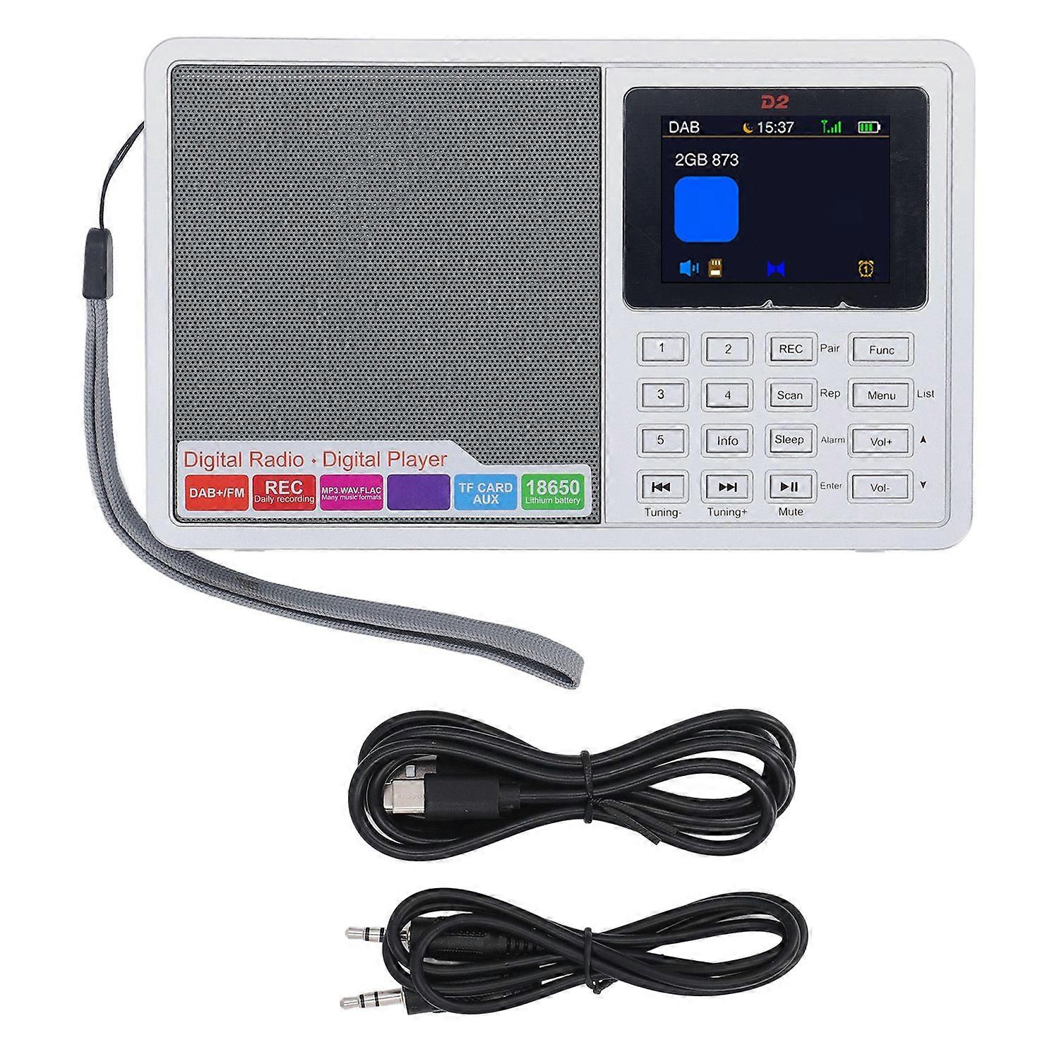 2.4 Inch LCD Screen DAB FM Radio with Digital Tuner Preset Clock Recorder AUX Input USB Micro Storag