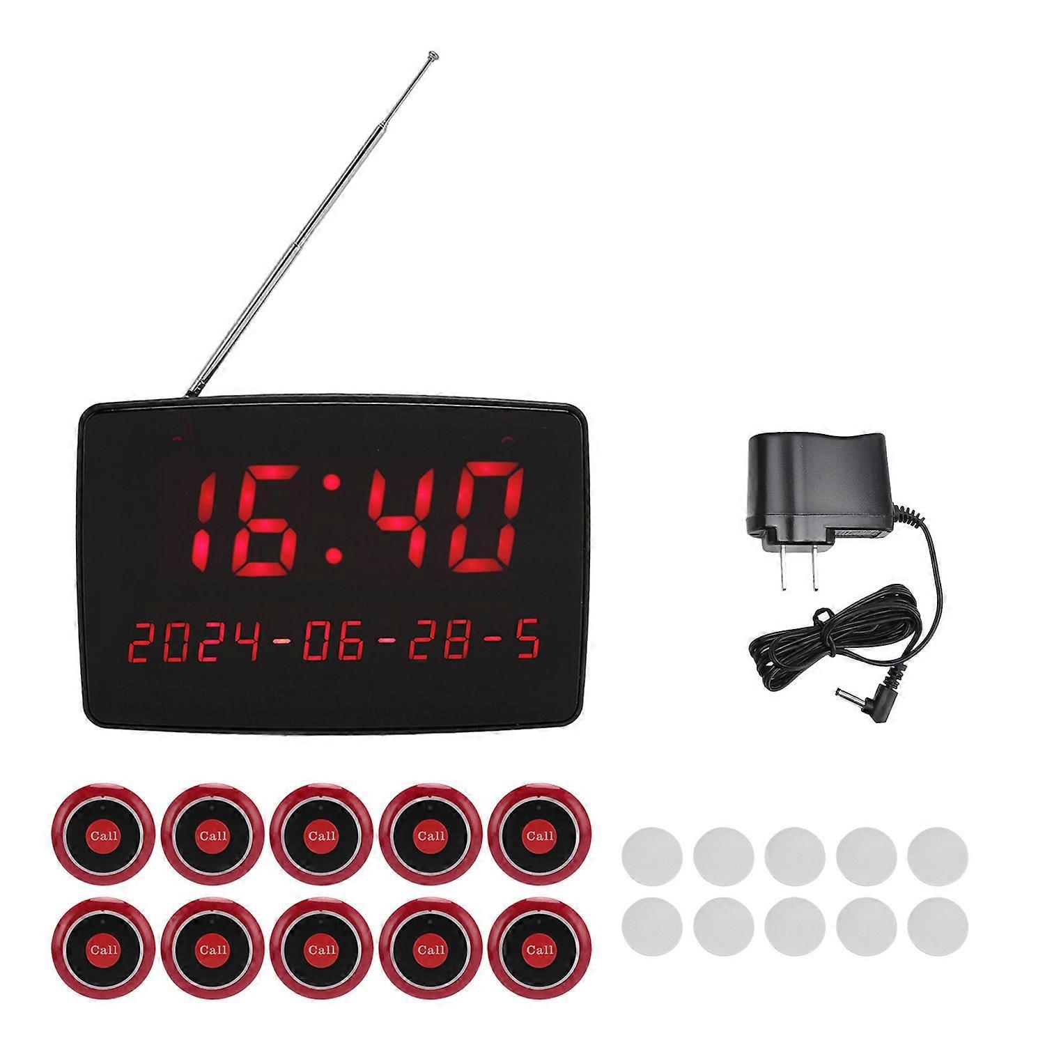 Wireless Calling System with 10 Waterproof Call Buttons 1 Display Receiver for Nurses Station Restau