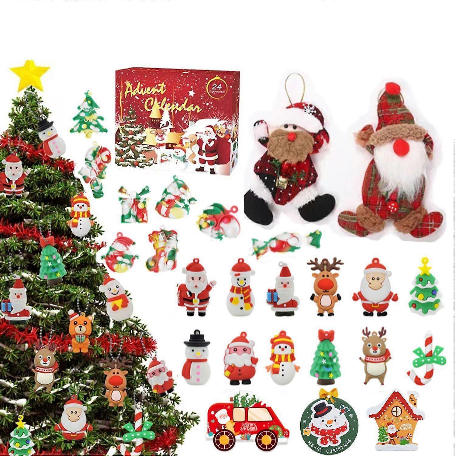 Christmas Countdown Advent Calendar 24 Days Hanging Ornaments for Xmas Tree Decorations