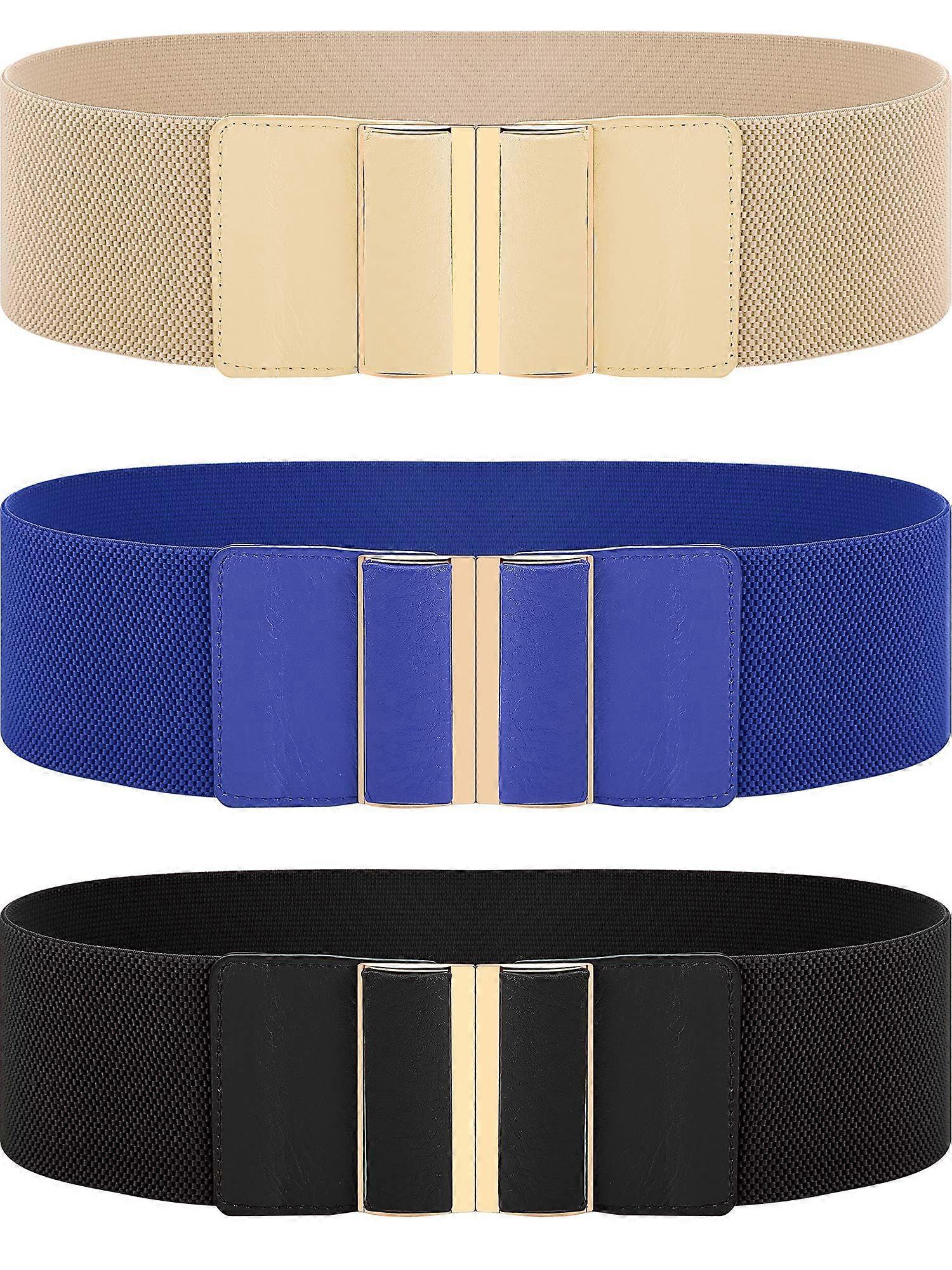 3 חלקים נשים חגורה רחבה חגורה אלסטית קינץ 'מותן למתוח חגורה שמלה לנשים שחוראדוםחום