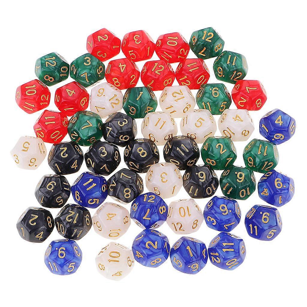 50 Pieces D12 Dice 16mm 12 Sided Die w/ Dice Bag for D&D Role Playing Games