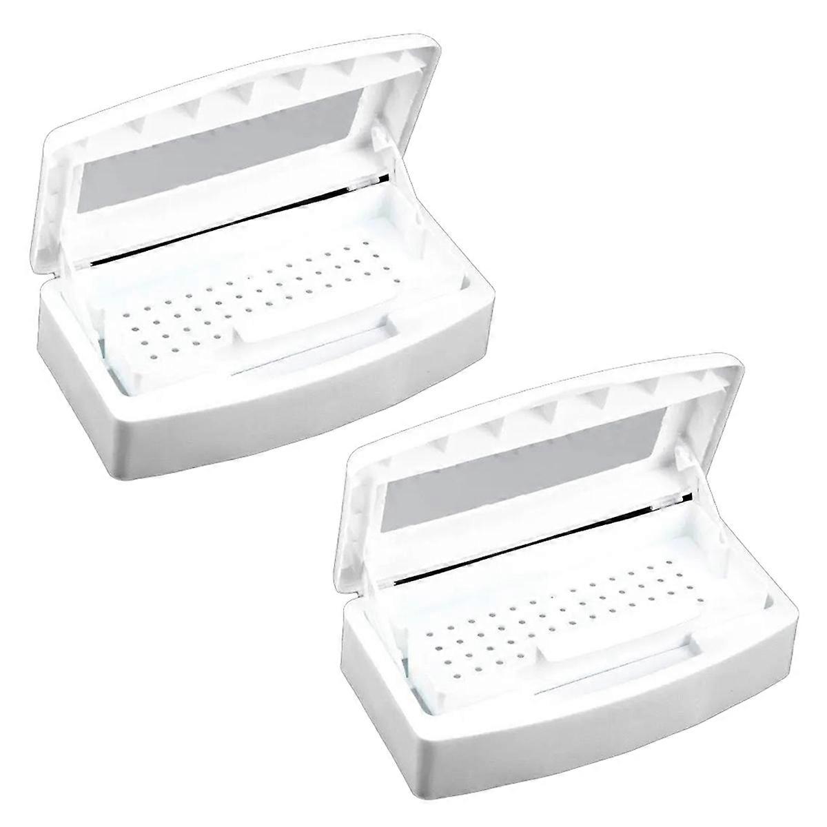 2PCS Manicure Tool Disinfection Box Hygienic Portable Cleaning Box