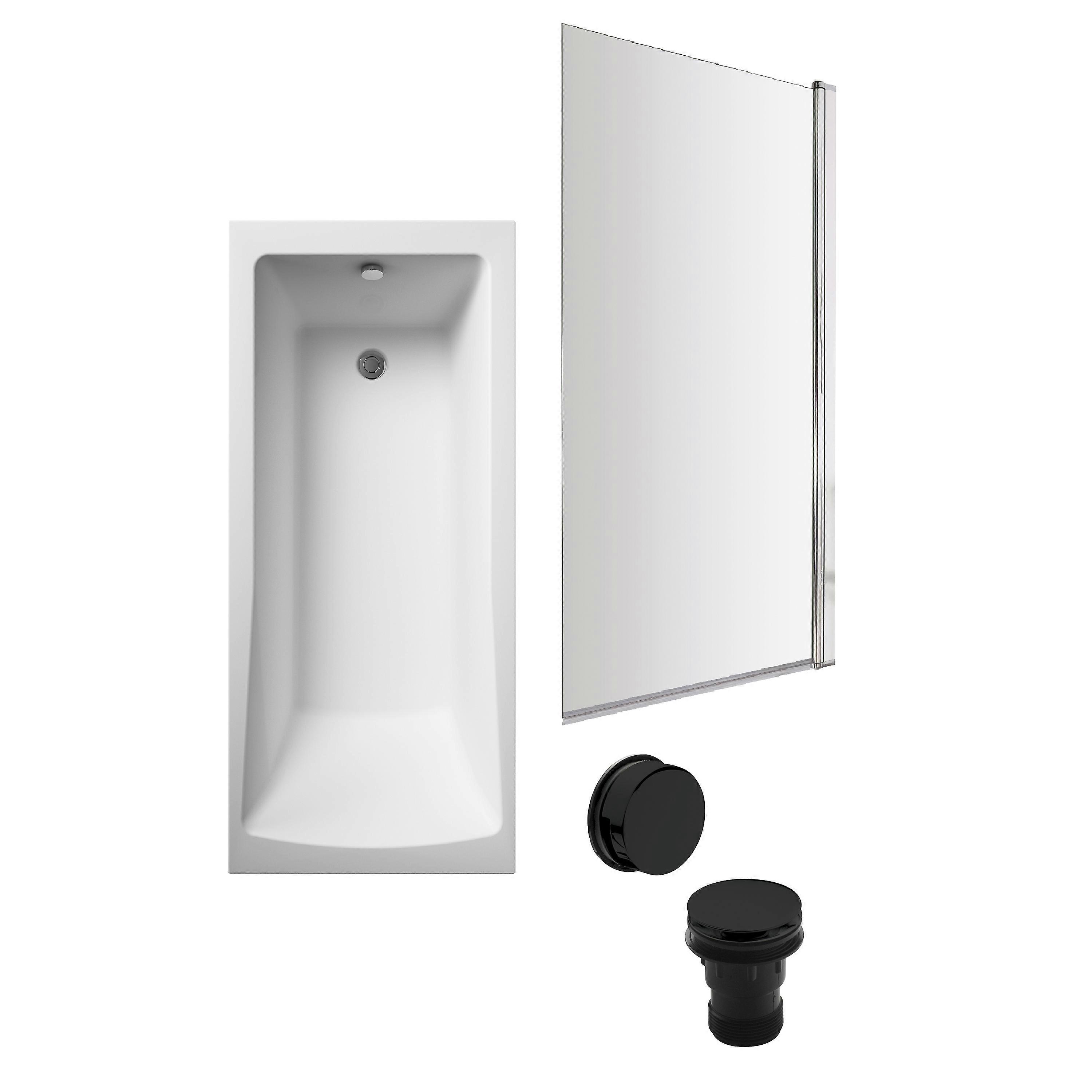 Square Single Ended 1700x700 with Leg Set & Chrome Screen & Black Waste