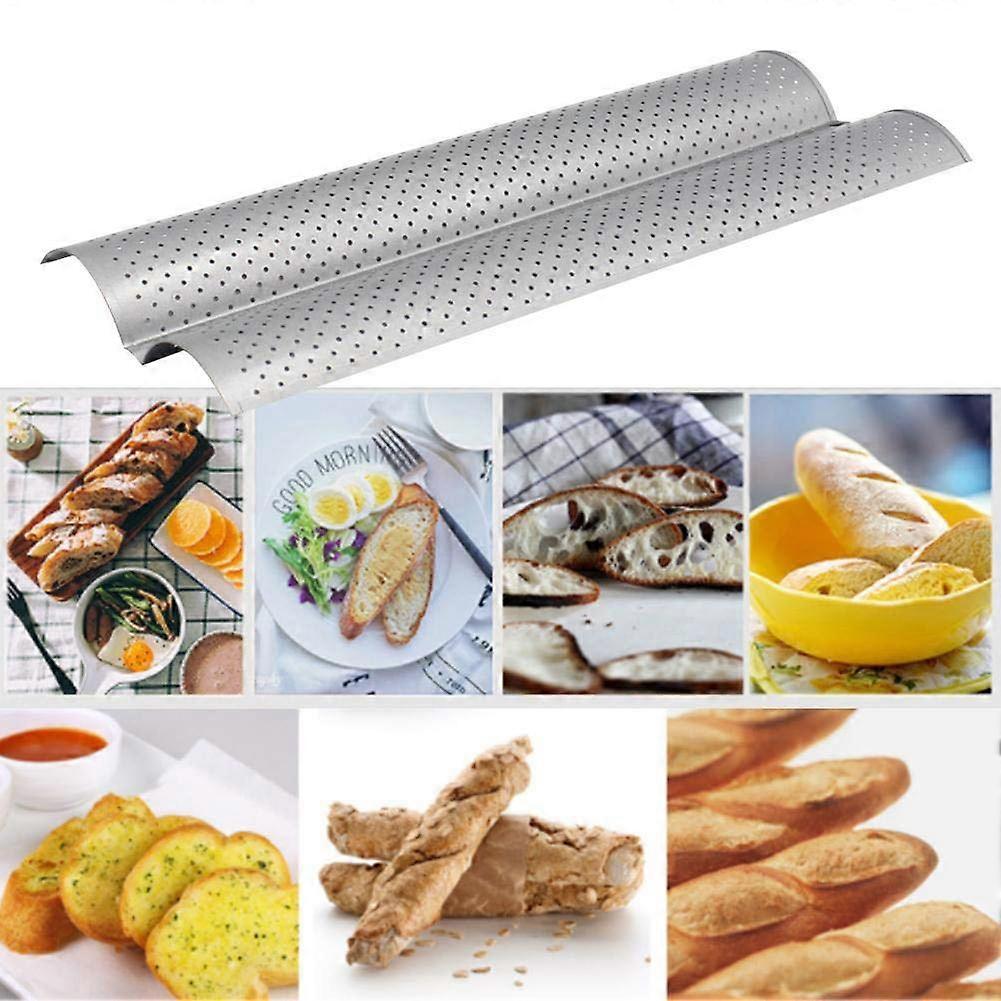 Baguetteplåt med 2 fack Bakplåt för bröd med nonstickbeläggning Bakplåt i rostfritt stål