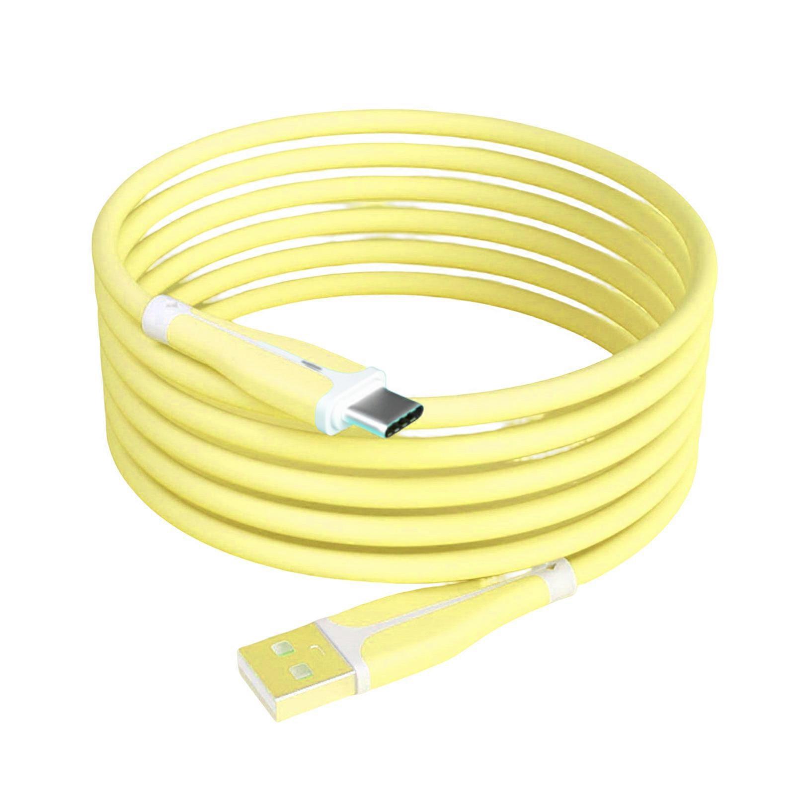 3.28ft/1m 3A Super Fast Charging Cable Data Line with Light Quick Phone Chargers Cord Wire for Type-C Smartphones Yellow