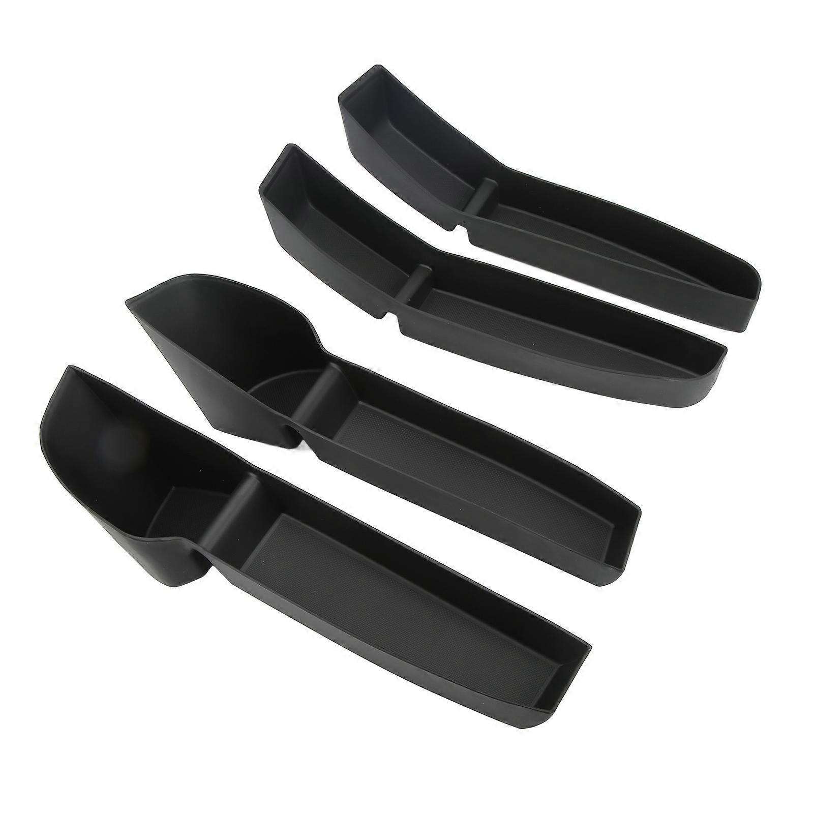 4 Pcs Door Side Storage Box Black Handle Insert Armrest Organizer Pockets Tray Repalcement for Tesla Model 3 2017‑2022 