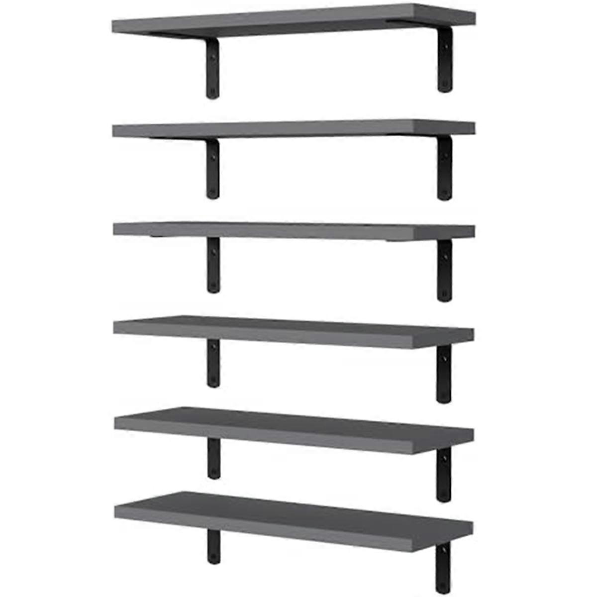 Floating Shelves,Wooden Floating Shelves for Wall Decor, Grey