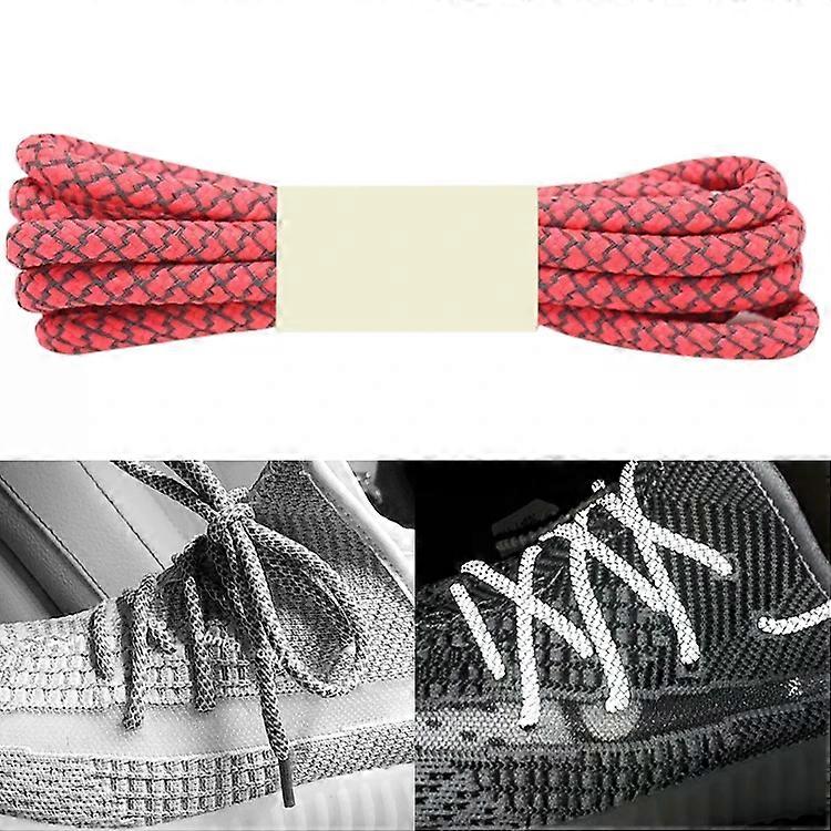 Reflective Shoe Laces-100cm Round Outdoor Sneakers for Kids & Adults-Orange Red Orange Red,100cm
