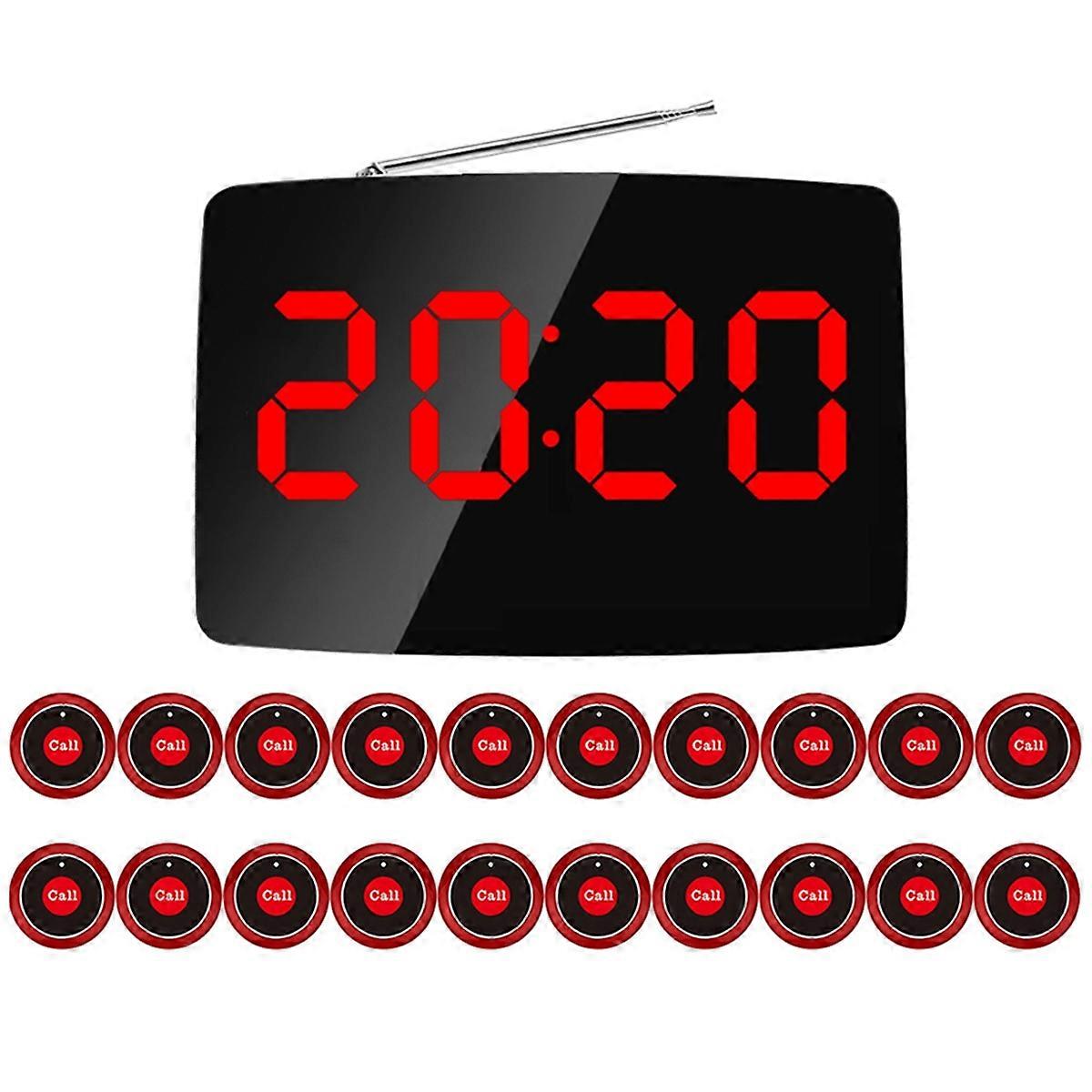 Wireless Restaurant Pager Calling System 20 Call Button with LED Display for Bar Restaurant Custome