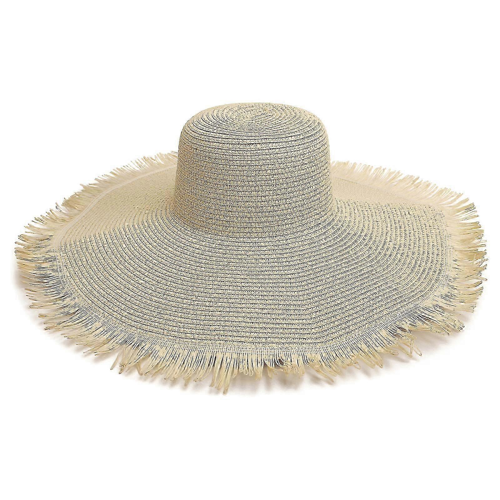 JiaWei Unisex Ladies Summer Beach Straw Weaving Hat Jazz Breathable Hat Large Brim Cap AHM