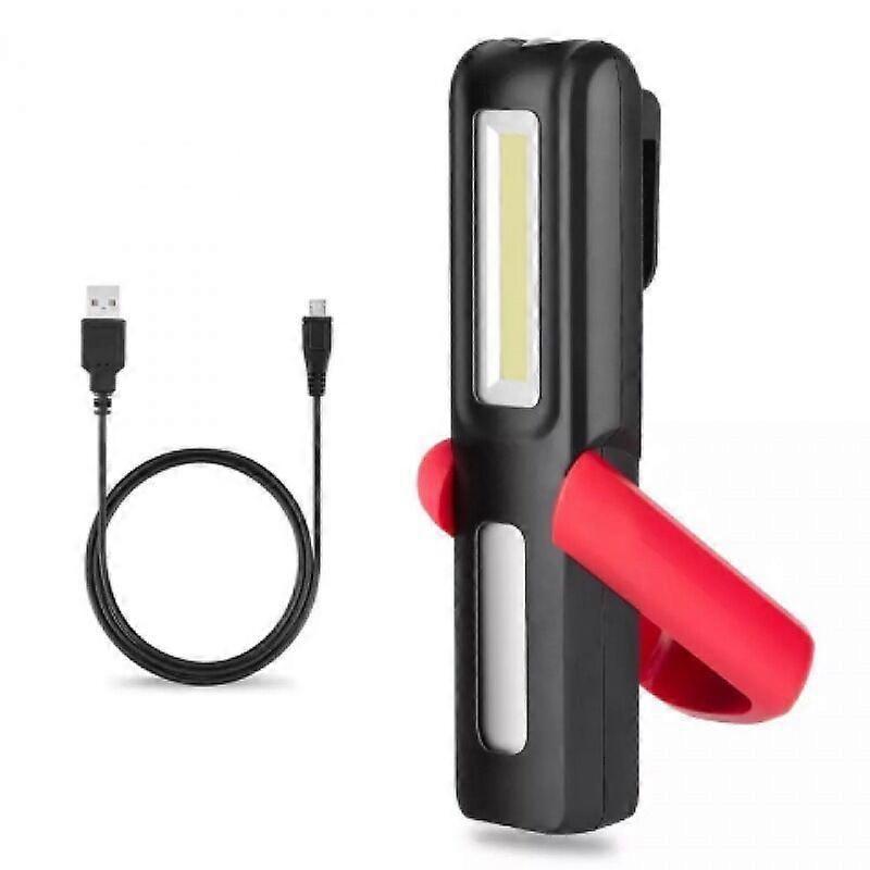 Rechargeable LED Work Light, 2 in 1 Inspection Lamp with 360 Degree Rotation and 3W COB LED Torch Lamp with Magnetic Base and Hook for Home Workshop C