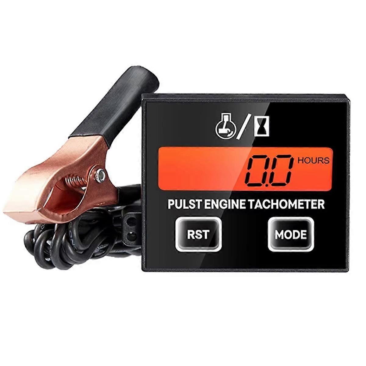 Motorcycle Tachometer Gauge Hour Meter RPM LCD Display for ATV Lawn Mower Gasoline Engine Spark Plug