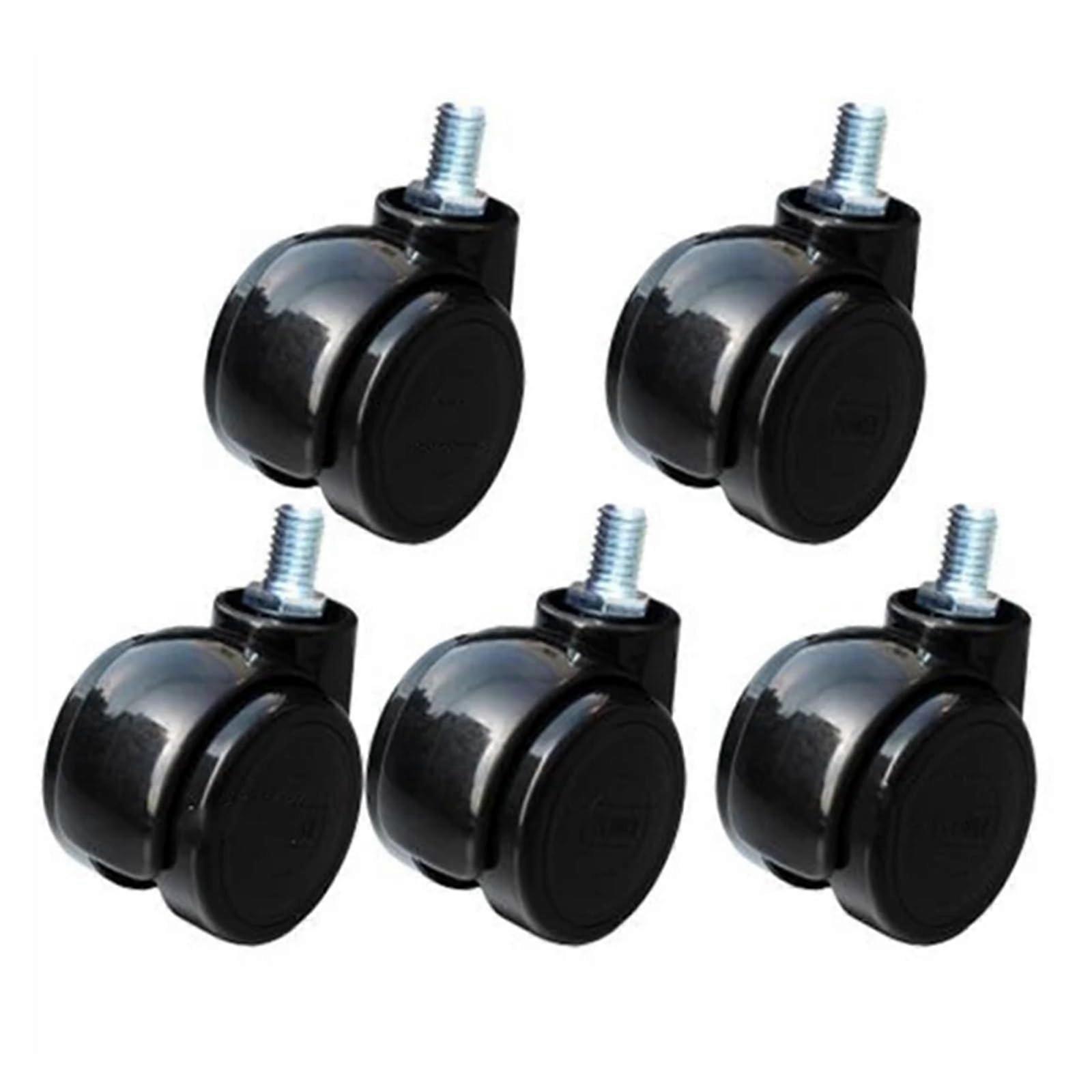 2-Inch Computer Chair Casters Universal Swivel Wheels Set of 5, Silent Pulleys for Office Use, Color: Screw