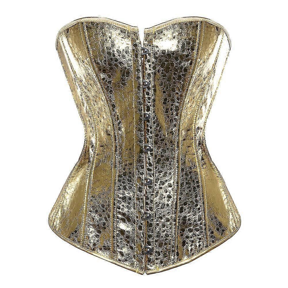 الفضة الذهب الكورسيهات للنساء Steampunk القوطية مشد بوستير مع سستة بالإضافة إلى حجم خمر نمط مشد أعلى الملابس الداخلية الهزلية