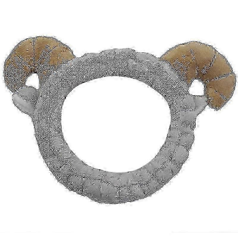 JiaWei cute plush sheep horn headband makeup face wash headband - grey pAj