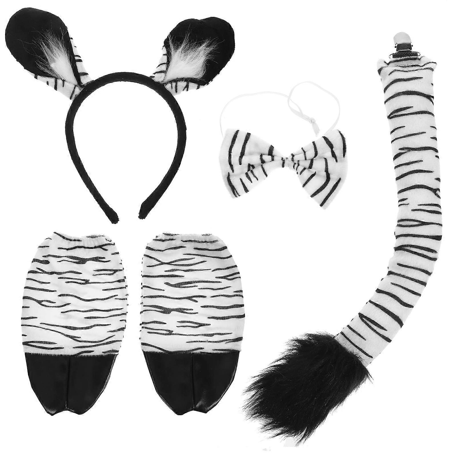 Ensemble de costumes de zèbre : bandeau d’oreilles, nœud papillon, queue, gants pour Noël d’Halloween
