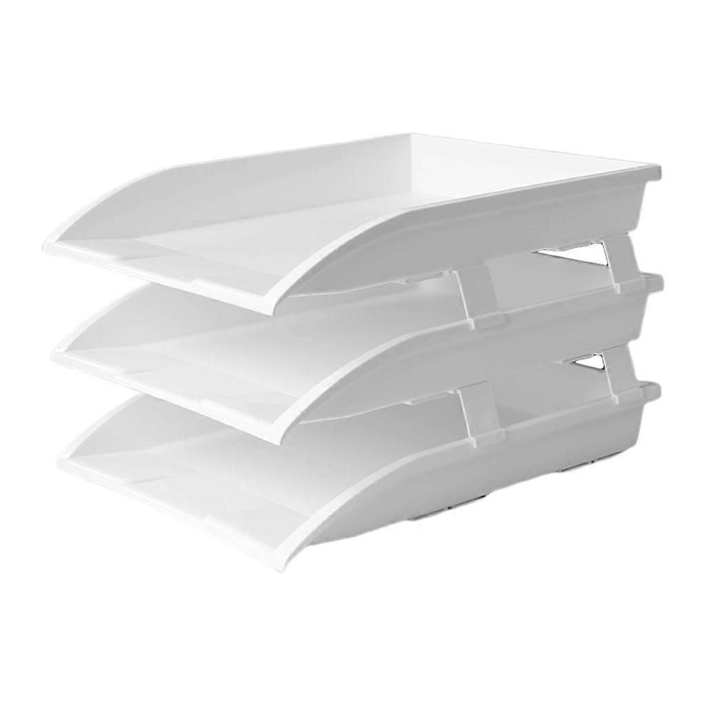 2/3 Tier Stackable Desktop Document Rack Letter Tray Organizer Office Supplies  Three layers