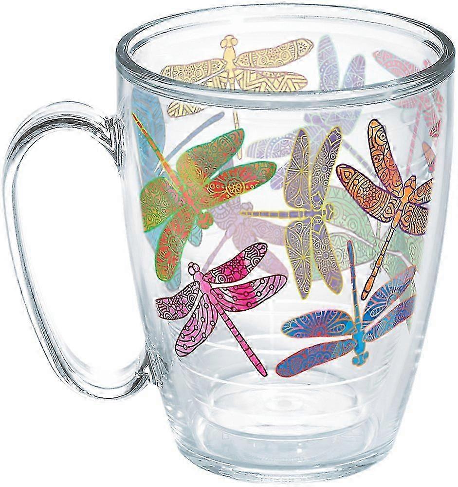 Double-Layer Dragonfly Mandala Insulated Cup, 16oz Beverage Container