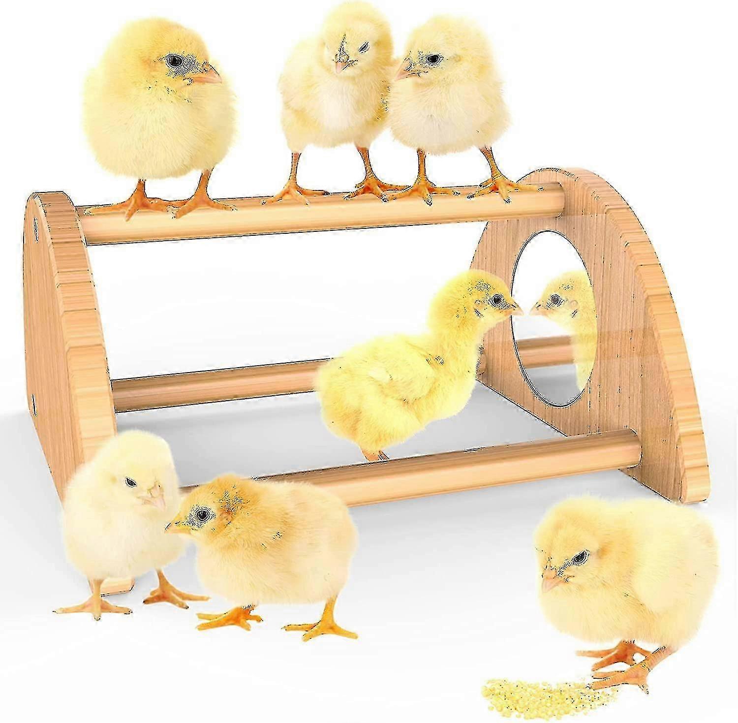 Mini Chick Perch With Mirror, Mini Chick Roost, Strong Bamboo Roosting Bar For Coop Brooder Training Perch Toys - ya