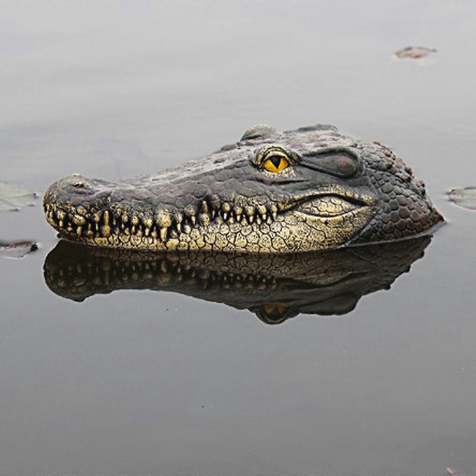 Floating Crocodile Head Decoy for Ponds and Pools, Detailed Alligator Head to Scare Away Herons and Ducks, Realistic Design