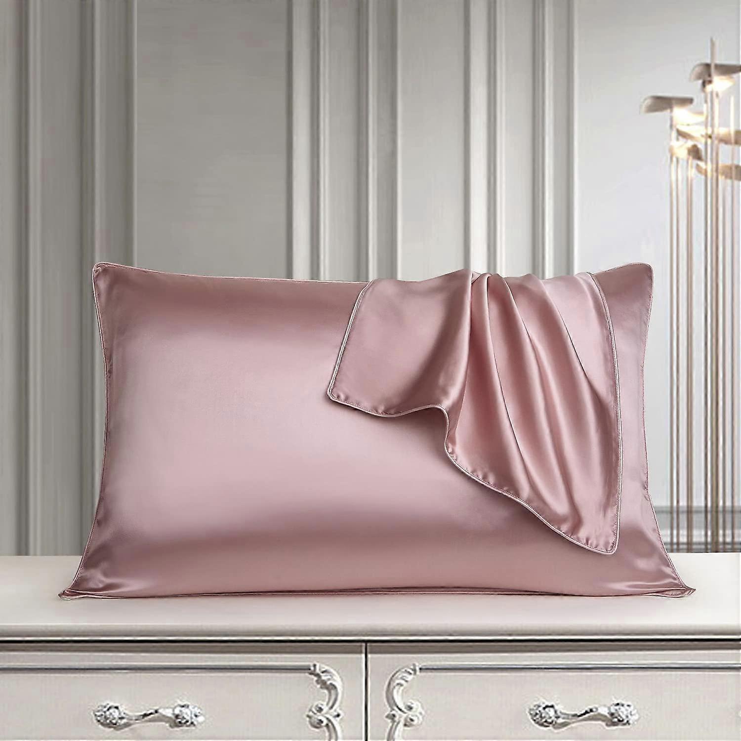 Pure Mulberry Silk Pillowcase, 600 Thread Count, Hypoallergenic (Standard Pink 48x74cm)