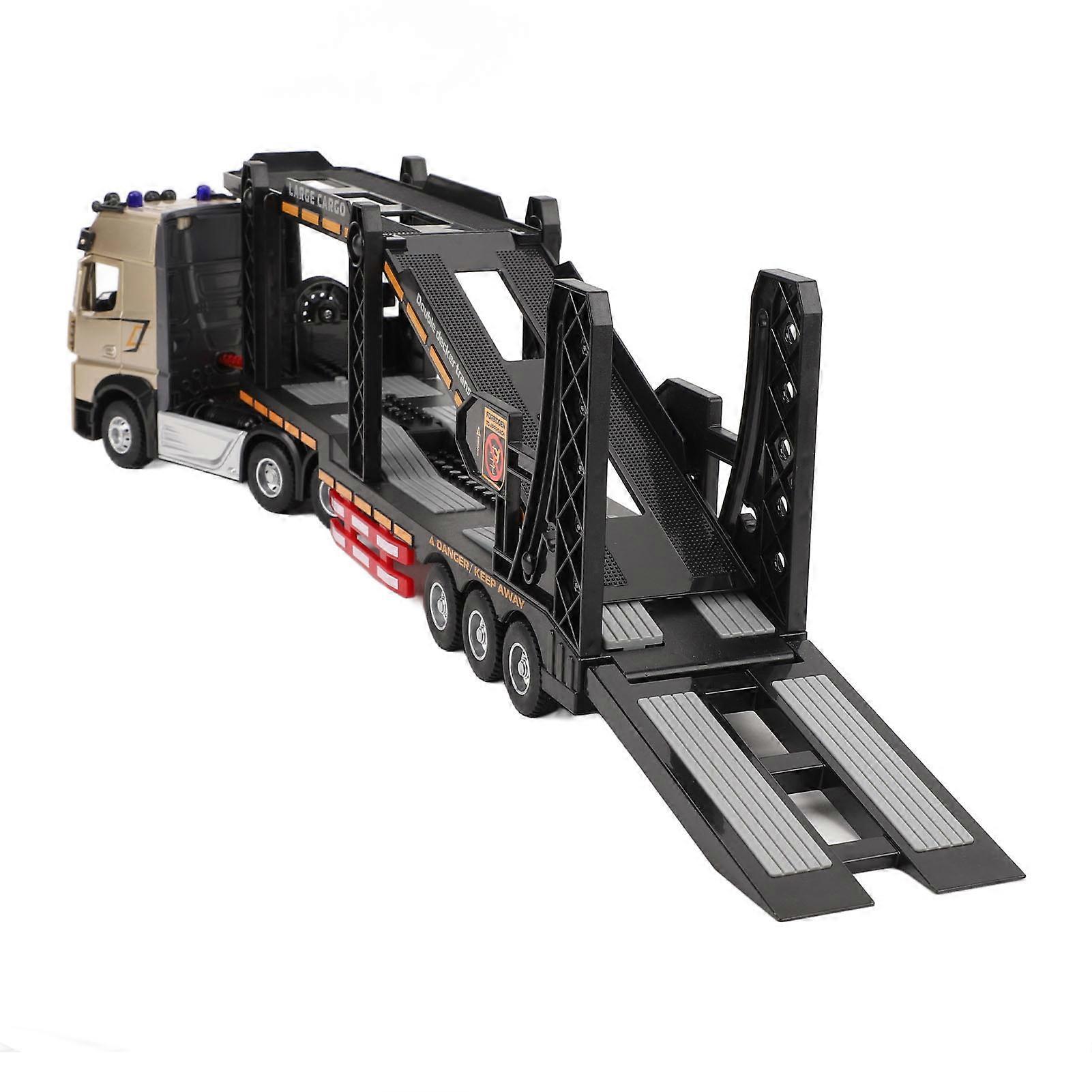 Remote Control Transport Truck Toy Double Layer Variable Speed Transport Vehicle Toy Children Carrier Truck Toy with Opening Door and Music for Kids 