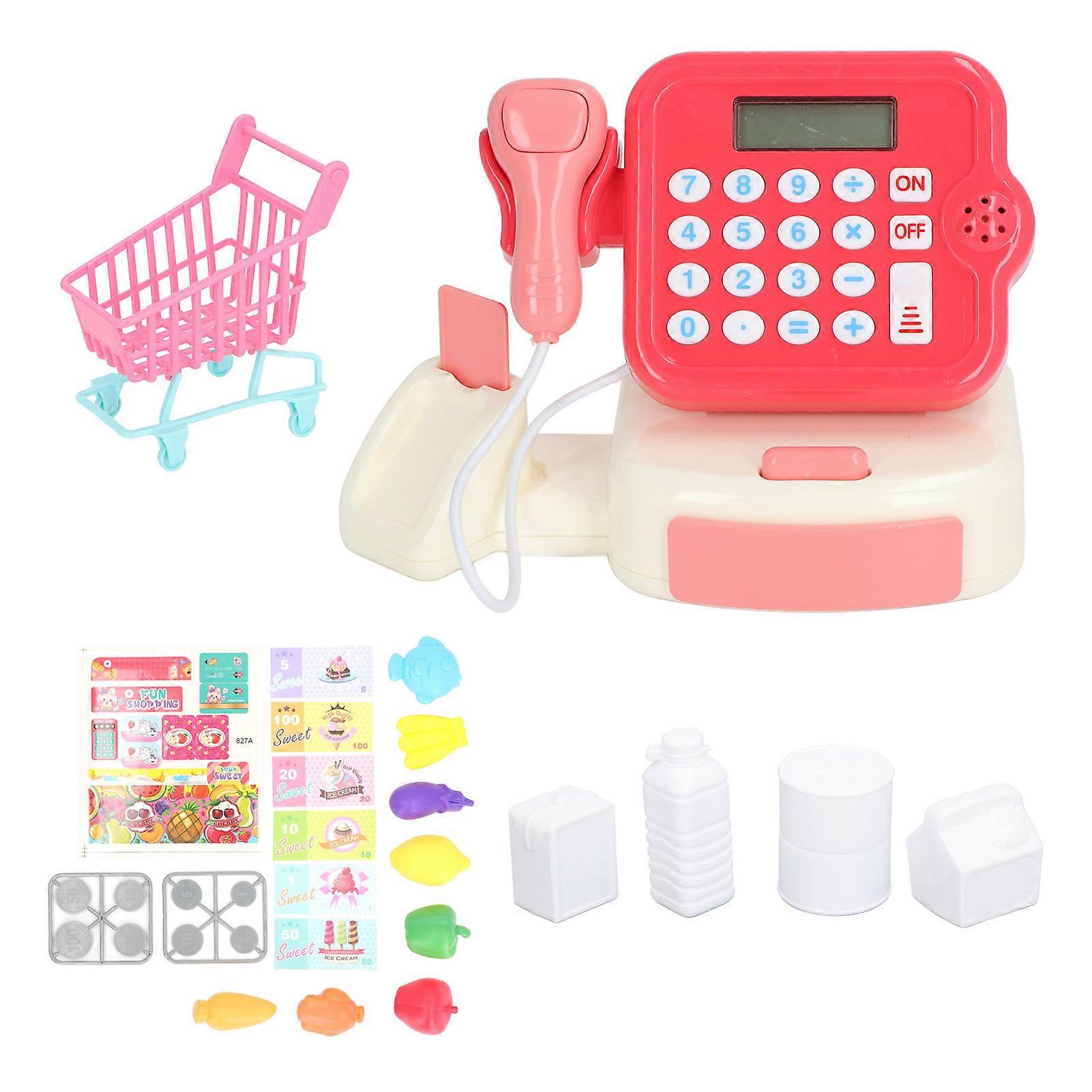 Kids Supermarket Cash Register Toy Interactive Multi-Function Pretend Play Set Educational Calculator Simulation Grocery Accessories Durable Plastic M