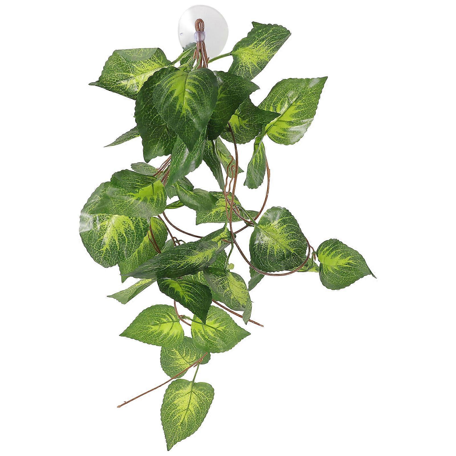 Lifelike Artificial Reptile Plant Decoration with Suction Base for Lizard, Snake, and Tortoise Habitats