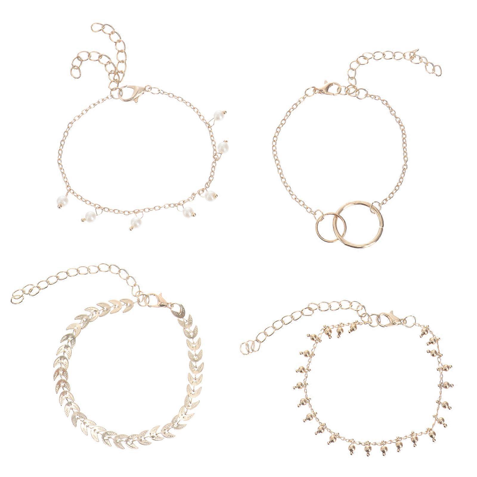 Creative Beach Anklet For Women Anklet Chain Multi Layer Style Colorful Anklet Foot Accessories 4Pcs