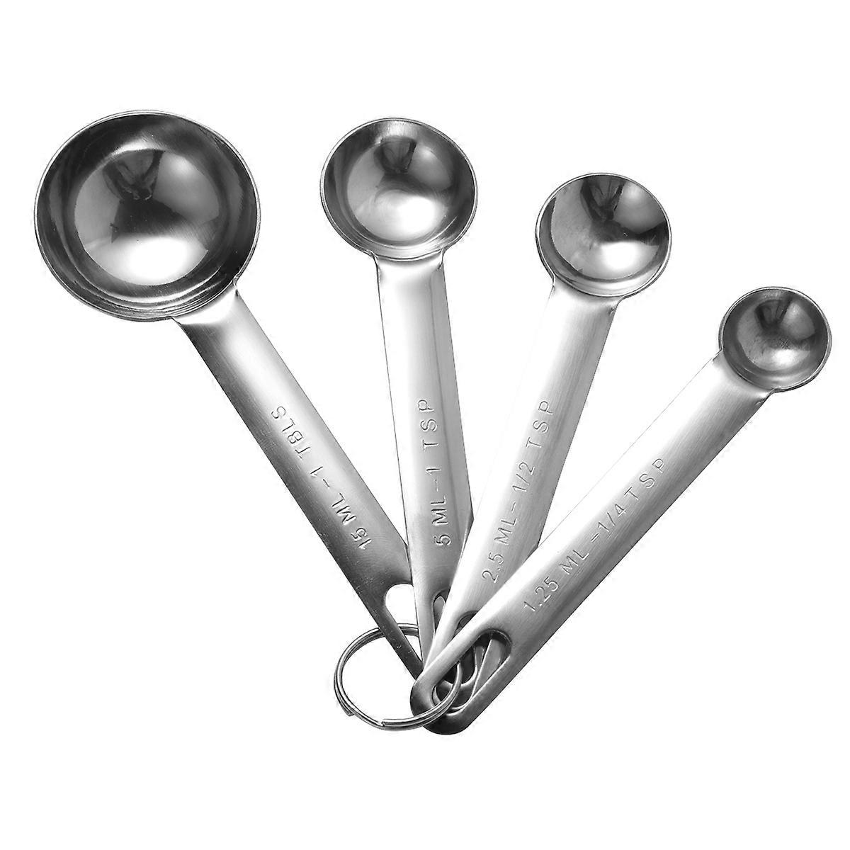 Precise Measuring Spoons Stainless Steel for 4Pcs Set Kitchen Silver