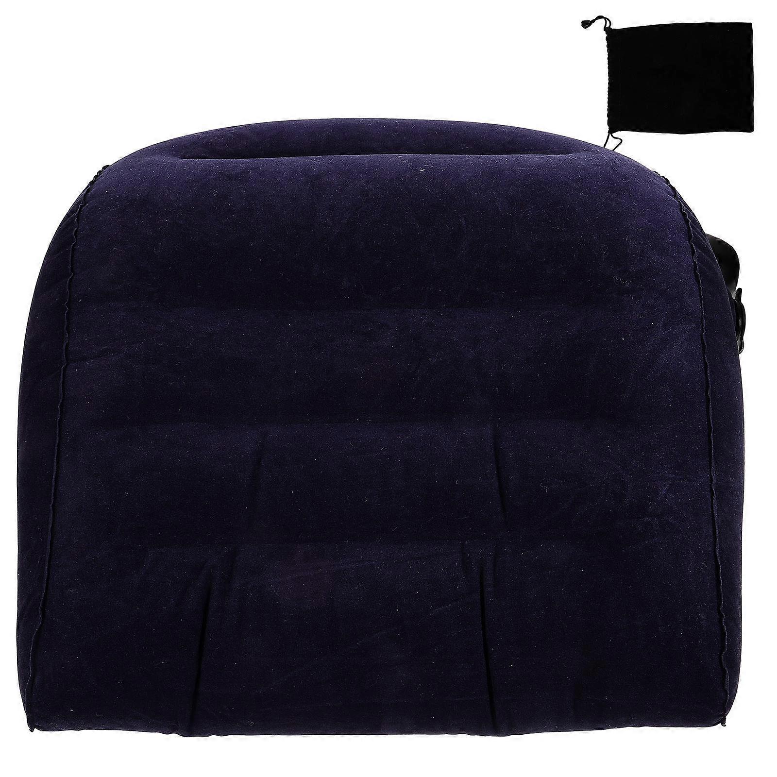 Multi-Function Pillow Support Inflatable Lumbar Cushion Long Distance Travel 42x40cm Blue 1Set