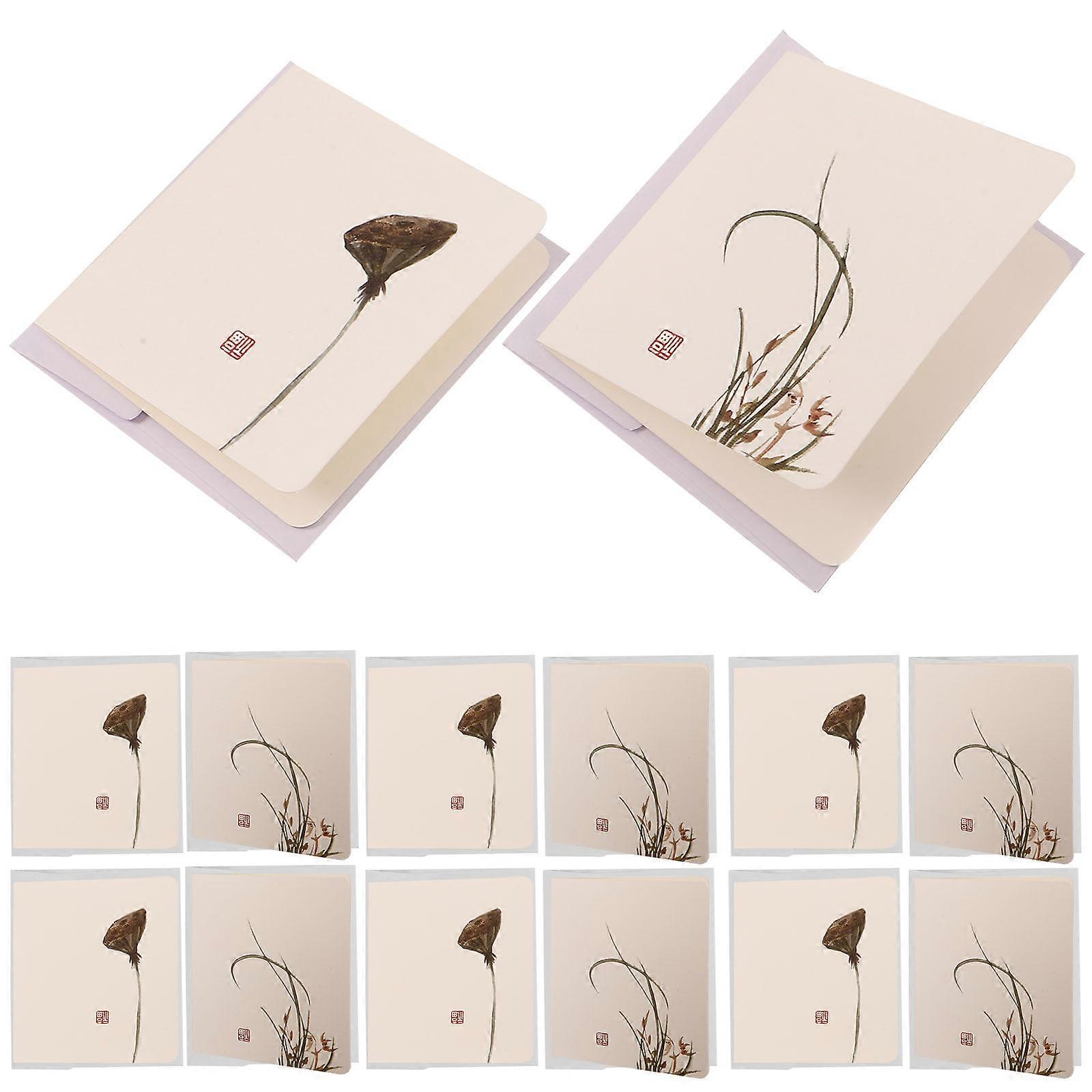 24pcs Chinese Style Greeting Cards with Envelopes – Mini Blessing Labels, Casual Thank You Cards for Various Occasions
