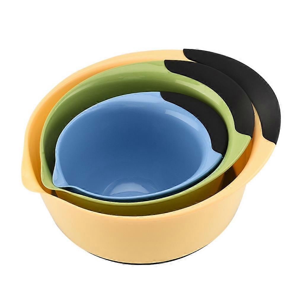 Bowl For Salad For Home Kitchen 3Pcs Assorted Color Round Stackable Thickened Base Mixing Serving