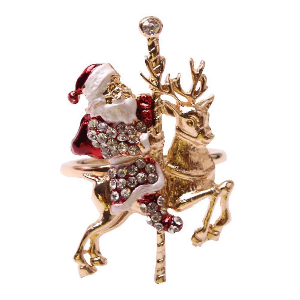 Alloy Napkin Ring 2Pcs Golden Elk for Christmas Atmosphere and Table Setting Decor