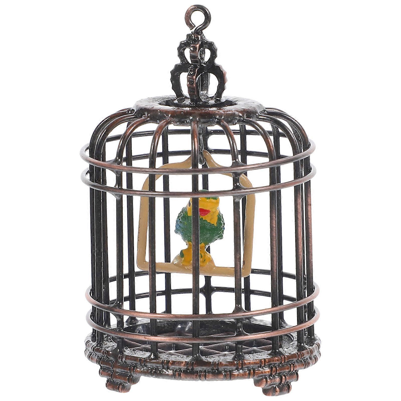 Decorative Mini Birdcage Model Tiny Birdcage Decor Metal Design Miniature Game 1Set