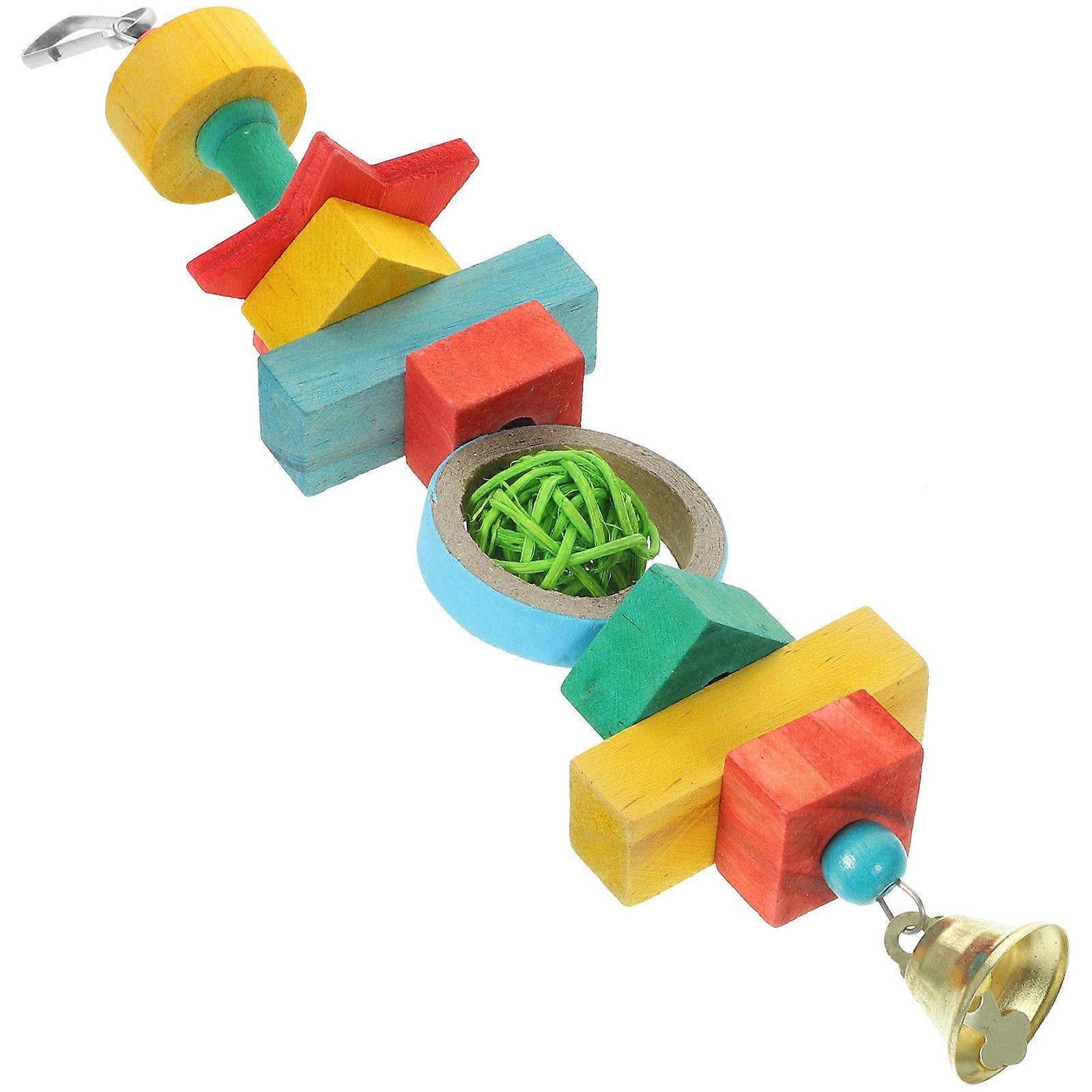 Natural Wooden Hanging Bird Cage Lightweight Chewing Resting Plaything Easy To Attach Parrot Budgie Swing Safe Pet Accessory Colorful Design