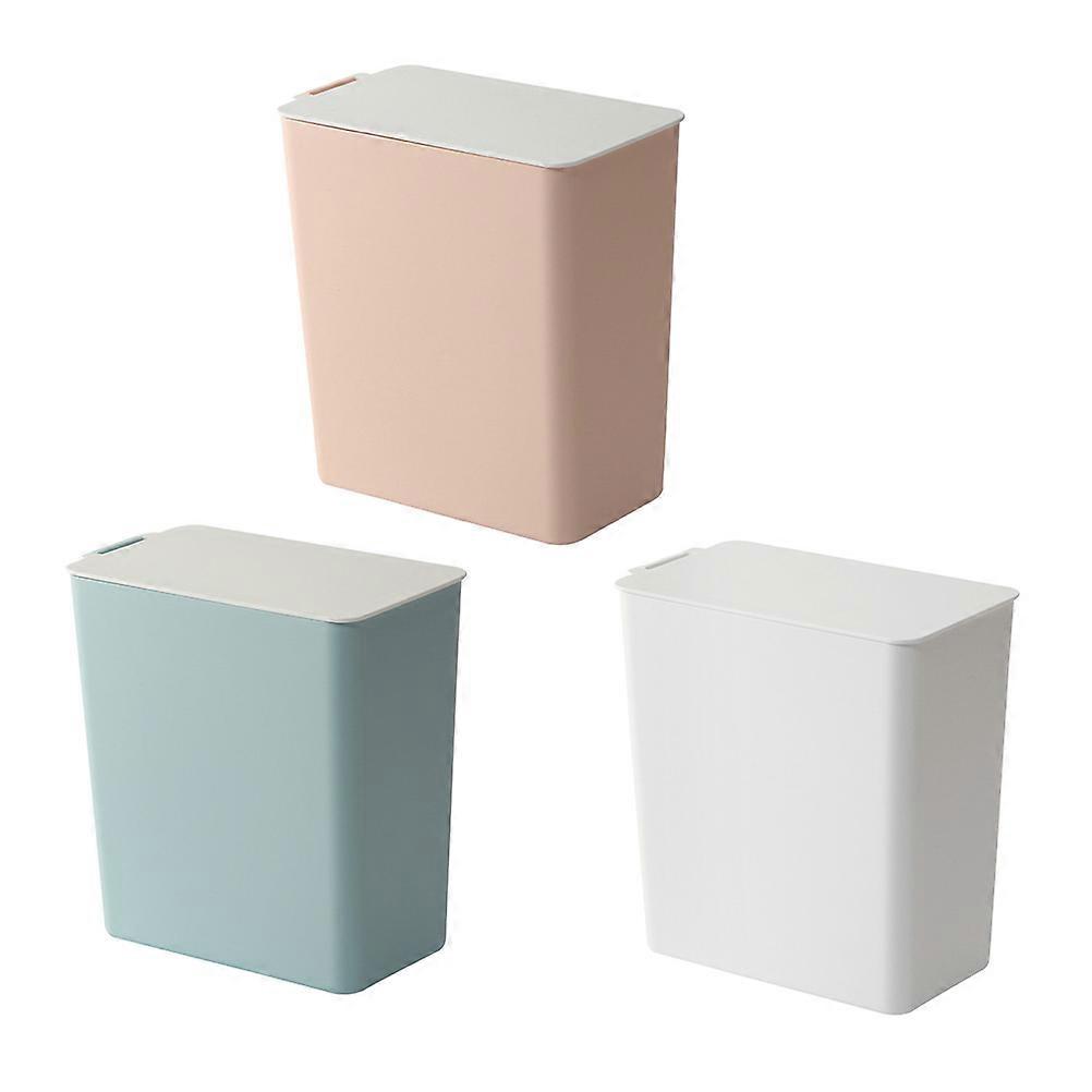 Compact Mini Plastic Trash Can with Lid – Light Pink Desktop Storage Bin for Office and Home Use, Space Saving Waste Container for Recycling and