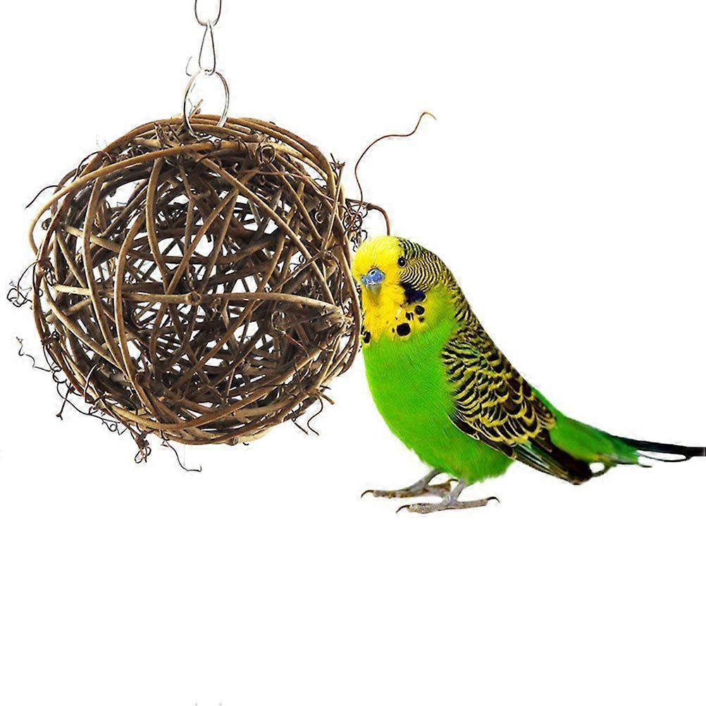 Natural Rattan Balls for Parrots 2pcs Set of Chewable Birdcage Ornaments for Small Birds Fun Hanging Toys for Parakeets and Cockatiels