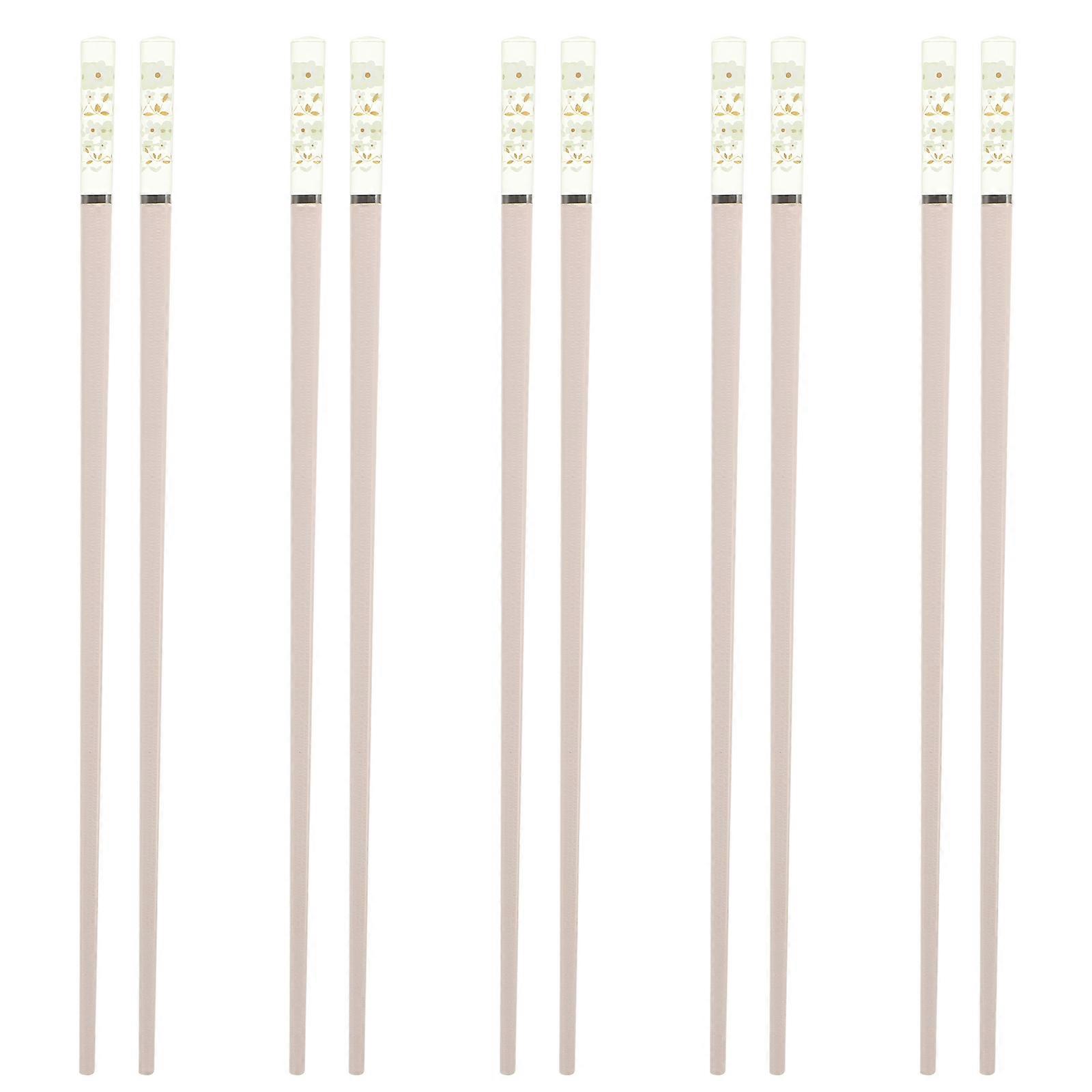 Japanese Cooking Chopsticks Non-slip Reusable 5 Pairs Green 24X1CM Home