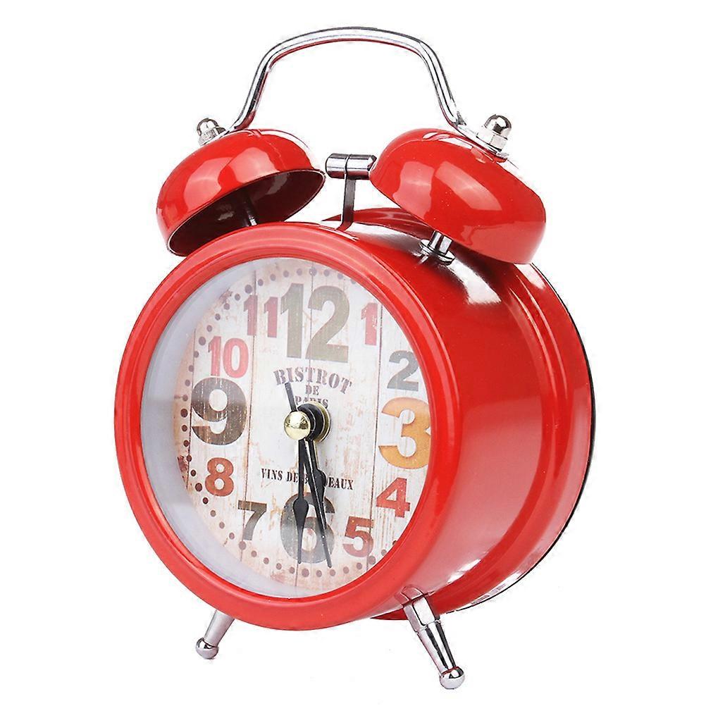 Vintage Metal Alarm Clock For Kids Desktop Use Red Color 1Set