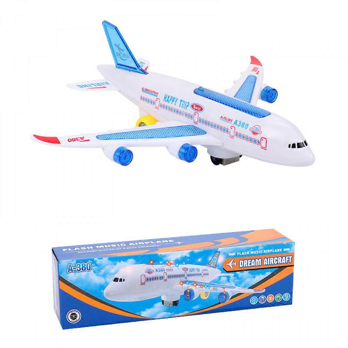 Toy Plane for Kids, Bump and Go Action, Toy Airplane for Toddlers with LED Flashing Lights and Sounds for Boys and Girls 3-12 Years (Airbus A380)