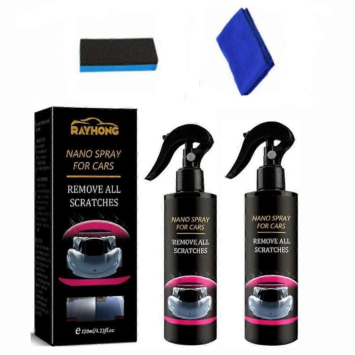 2PCS Nano Magic Car Spray Hydrofuge Surface Coating Agent Chiffon Marque Eraser