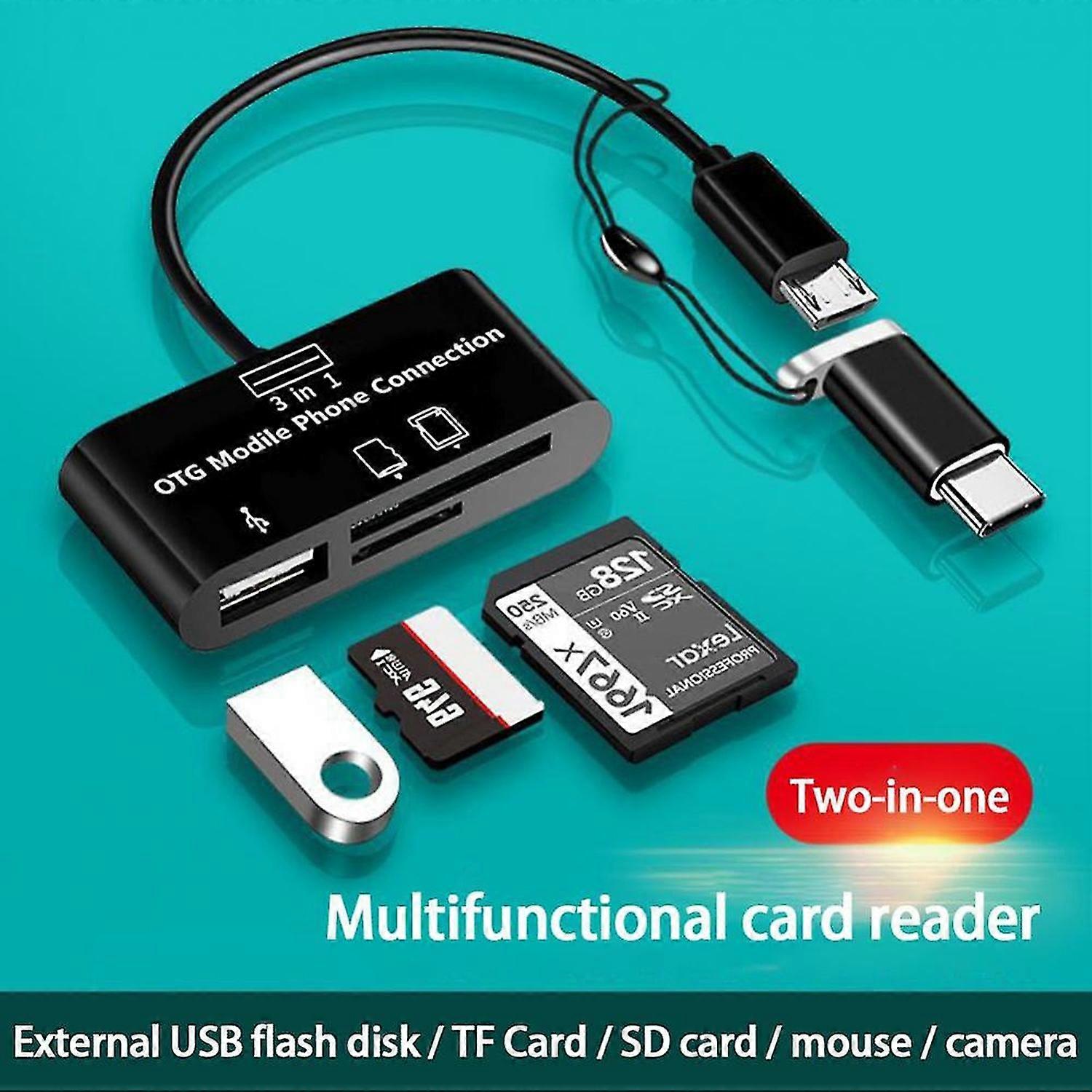 3 In 1 Memory Card Readers Micro USB Type C Adapter USB-C Memory Card Adapter Multi-Card